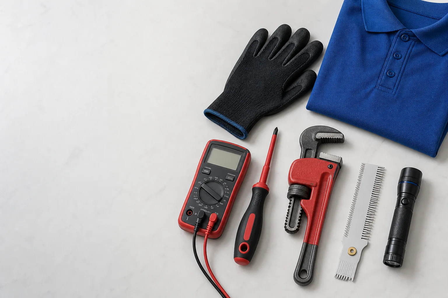 Neatly arranged tools prepared for planned technical maintenance