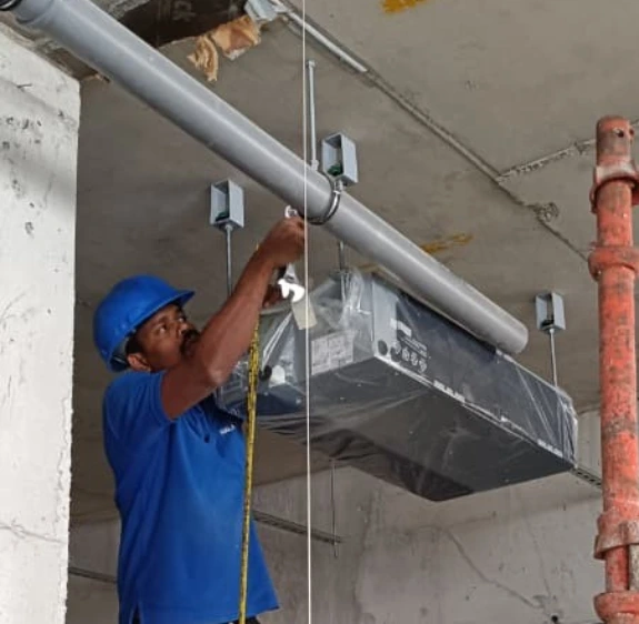 HVAC ducting detail on a Dubai project site